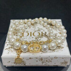 Dior Pearl Necklace with Gold Accents